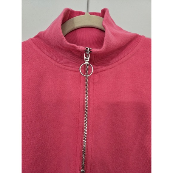 J.Crew Heritage Fleece Half Zip Sweatshirt Bright Pink Size S EUC - Picture 5 of 7
